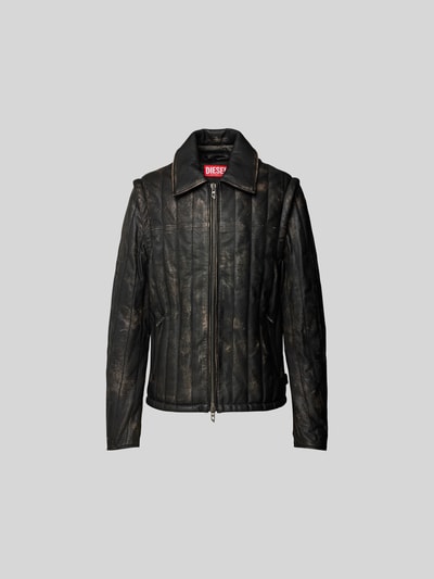 Diesel Lederjacke mit Reißverschluss Black 2