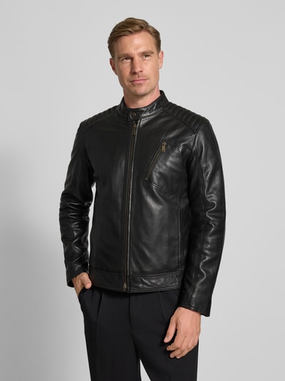 Strellson Regular Fit Lederjacke aus Lammnappa Modell 'PIERS' Black 4
