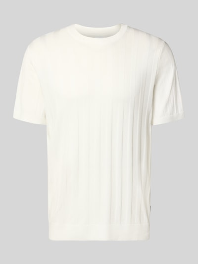 Produktfoto, Strickshirt aus Viskose-Mix mit Rundhalsausschnitt von Lindbergh in Weiß, Ripp-Optik, Regular Fit, glatte Textur