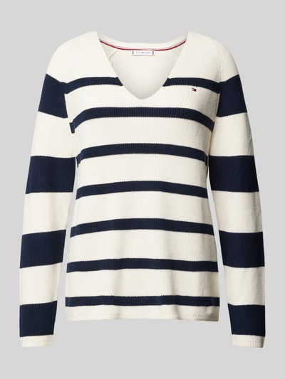 Tommy Hilfiger Strickpullover mit Logo-Stitching Weiss 2