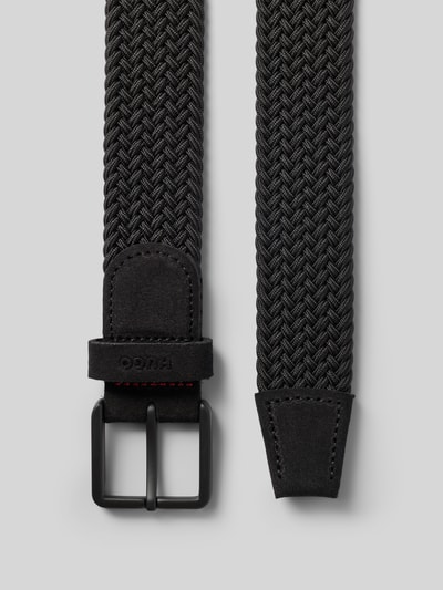 Produktfoto, Gürtel mit Webmuster Modell 'GETHIN-WNE_SZ35' von BOSS, Optik: Unifarben, Dornschließe, Echtleder-Applikation, Label-Prägung.