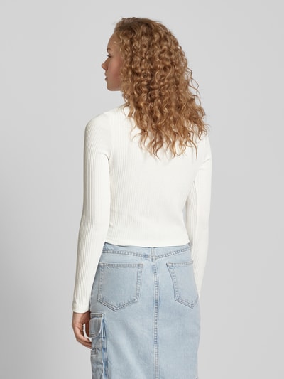 Only Cropped Longsleeve mit Rundhalsausschnitt Modell 'TINO' Weiss 5