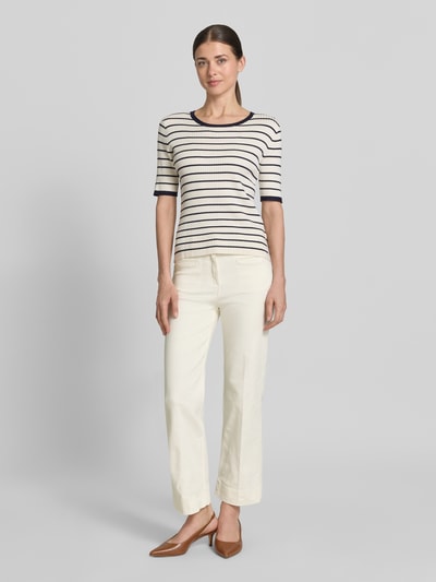 Christian Berg Woman Selection Kort jeans met paspelzakken Ecru - 1