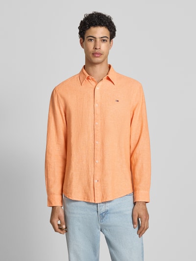 Tommy Jeans regular fit vrijetijdsoverhemd van mix van katoen en linnen Oranje - 4