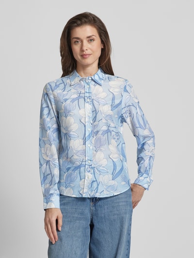 Gant Regular fit overhemdblouse met all-over motief, model 'MAGNOLIA' Lichtblauw - 4