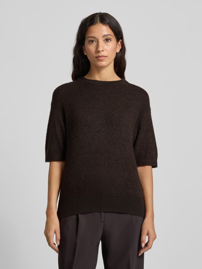 OPUS Gebreid shirt met ronde hals, model 'Pami' Chocoladebruin - 4