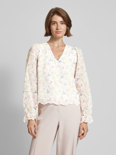 Neo Noir Blouse met broderie anglaise, model 'Candice' Beige - 4