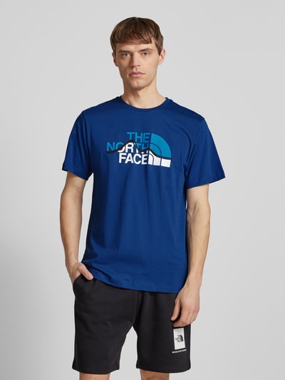 The North Face T-shirt met labelprint, model 'MOUNTAIN LINE' Donkerblauw - 4