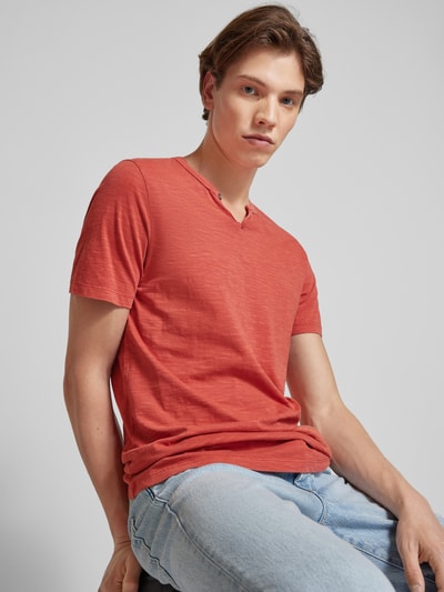 Jack & Jones T-shirt met V-hals, model 'SPLIT' Rood - 3