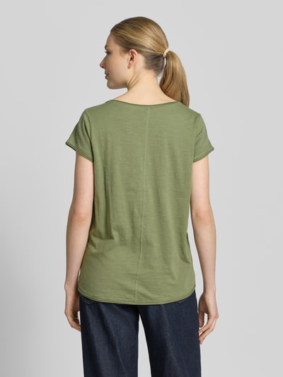 s.Oliver RED LABEL regular fit T-shirt van katoen met gevlamd garen Kaki - 5