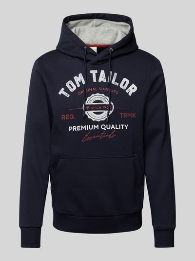 Tom Tailor Regular Fit Hoodie aus Baumwoll-Mix mit Logo Print Marine 2