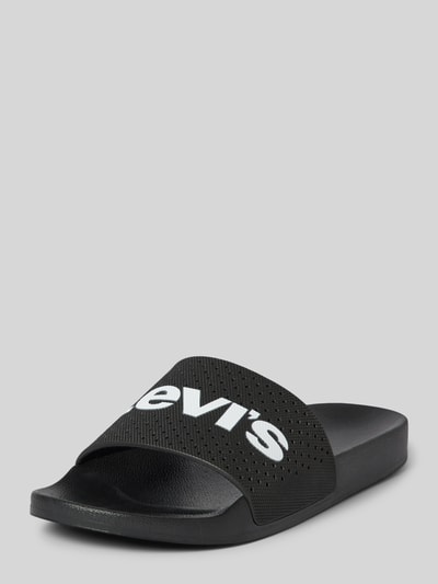 Levi's® Slippers met labelprint, model 'JUNE PERF' Zwart - 1