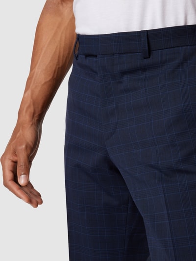 HUGO Pantalon van scheerwolmix met ruitmotief, model 'Heiron' Donkerblauw - 3