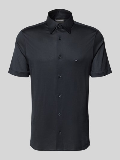 Emporio Armani Regular Fit Freizeithemd aus Lyocell-Mix Marine 2