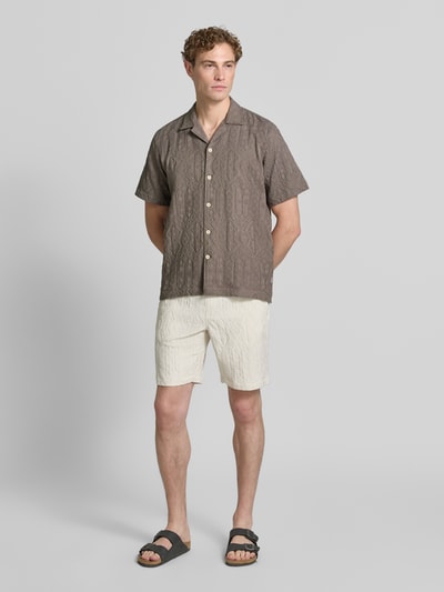 Lindbergh Modern Fit Freizeithemd mit Strukturmuster Khaki 1