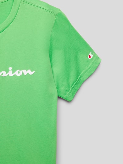 CHAMPION T-Shirt mit Label-Print Hellgrün 2
