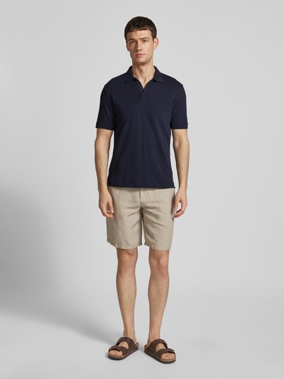 Marc O'Polo Regular Fit Poloshirt aus Baumwoll-Leinen-Mix Marine 1