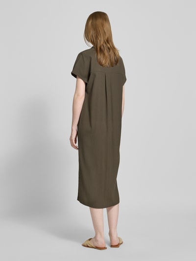 OPUS Midi-jurk met platte kraag, model 'Wannie' Olijfgroen - 5