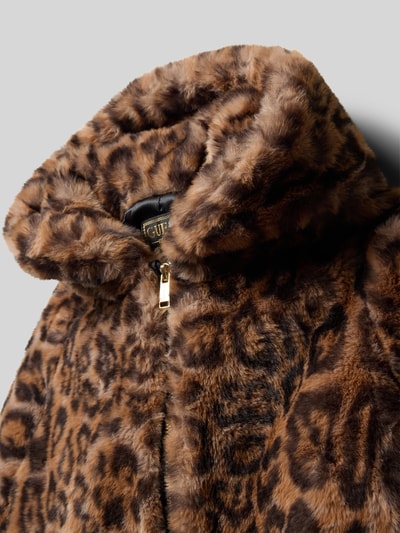 Guess Regular Fit Jacke aus Kunstfell mit Allover Animal-Print Black 2