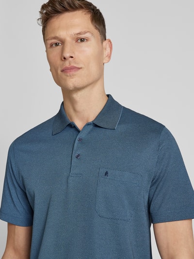 RAGMAN Regular fit poloshirt met all-over motief Marineblauw - 3