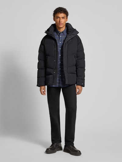 Blauer Usa Steppjacke mit Label-Patch Modell 'CROWN' Black 1