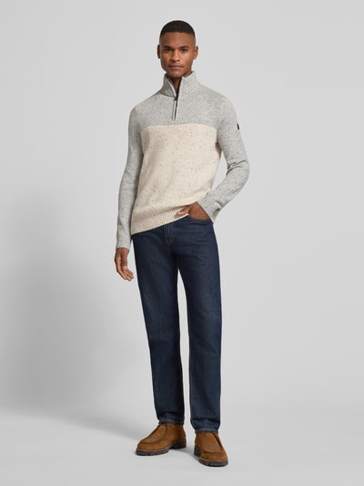 Tom Tailor Regular fit schipperstrui van katoenmix Offwhite gemêleerd - 1