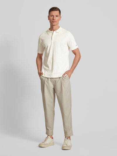 Fynch-Hatton Regular Fit Poloshirt im unifarbenen Design Offwhite Melange 1