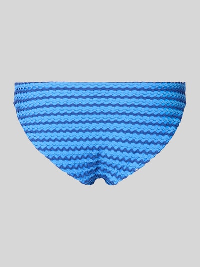 Produktfoto, blaue Bikinihose mit Strukturmuster von Seafolly, Material-Mix mit Stretch-Anteil, eng anliegend, Textur im Wellenmuster.
