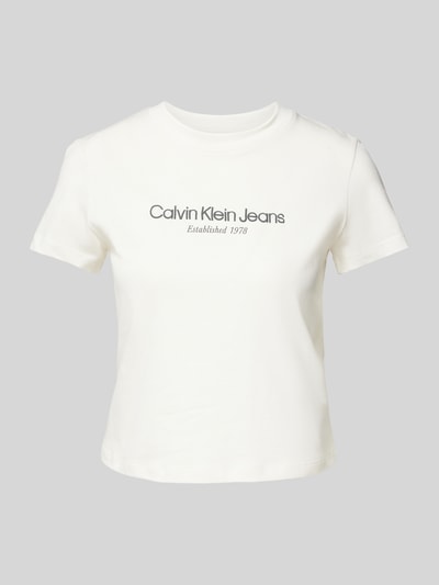 Calvin Klein Jeans T-Shirt mit Label-Print Ecru 2