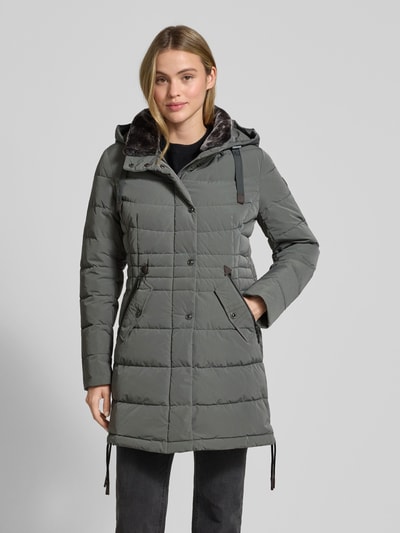 Gil Bret Gewatteerde lange jas met opstaande kraag en ritszakken Lichtgroen - 4