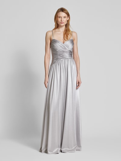 Unique Abendkleid mit gelegten Falten Metallic Blue 4