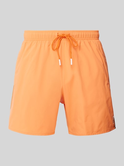 BOSS Relaxed Fit Badeshorts mit Label-Print Modell 'Iconic' Orange 1