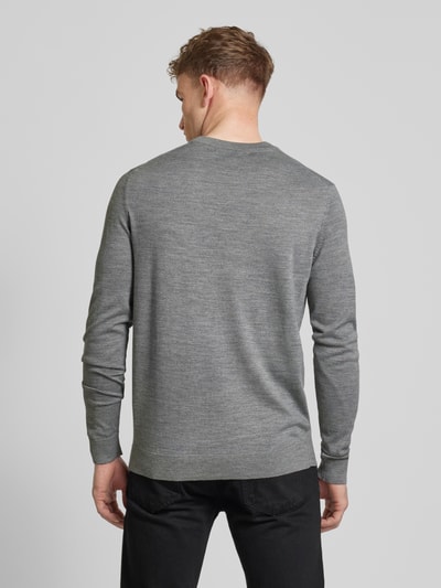 SELECTED HOMME Sweter z dzianiny z okrągłym dekoltem model ‘TOWN’ Srebrny 5