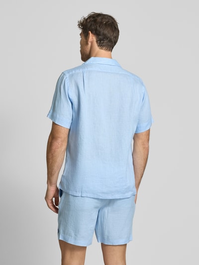 Polo Ralph Lauren Custom Fit Leinenhemd mit Resortkragen Hellblau 5