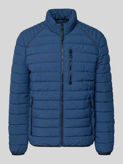 Produktfoto, Steppjacke mit Stehkragen und Reißverschlusstaschen von LERROS in Blau, Regular Fit, gut sichtbare Steppung und glatte Textur.