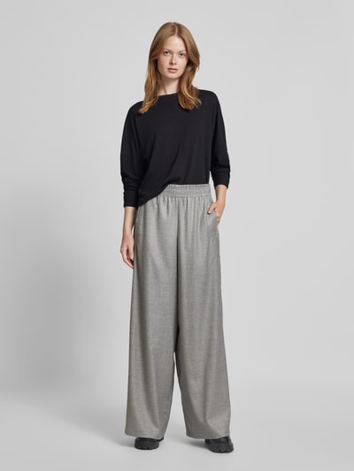 Drykorn Wide leg stoffen broek met elastische band, model 'CEILING' Lichtgrijs - 1