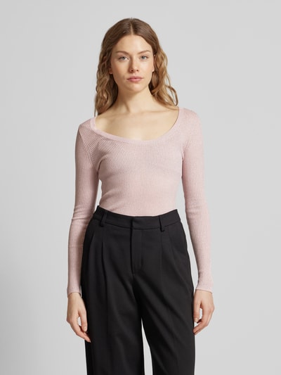 HUGO Gebreide pullover met geribde ronde hals, model 'Sunessya' Roze - 4