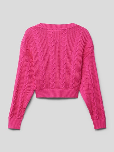 Tommy Hilfiger Kids Strickpullover mit Zopfmuster Pink 3