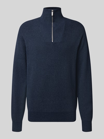Produktfoto, granatowy troyer z mieszanki wiskozy, prosty krój regular fit, prosty suwak, Regular Fit Troyer aus Viskose-Mix von Jake*s Studio Men
