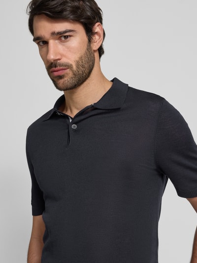 MAERZ Muenchen Regular fit poloshirt met ribboorden Marineblauw - 3