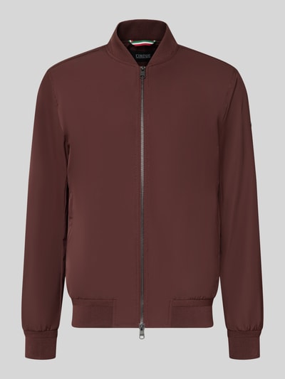 Produktfoto, Regular Fit Jacke mit Stehkragen Modell 'Rapid' von CINQUE in Dunkelrot, Zweiwege-Reißverschluss, elastische Abschlüsse, glatte Oberfläche