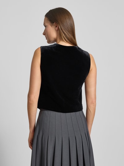 Vero Moda Regular fit fluwelen gilet met enkele knoopsluiting, model 'SHANNA' Zwart - 5