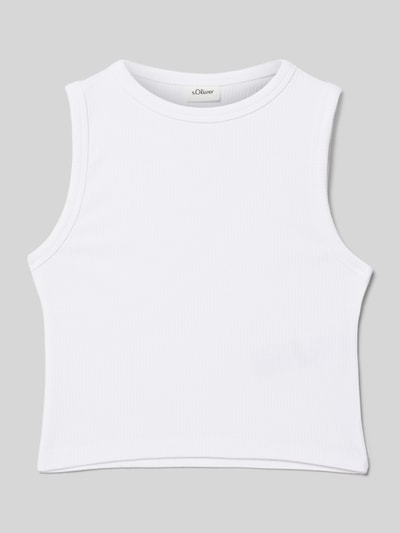 s.Oliver RED LABEL Regular Fit Tanktop aus Viskose-Mix in Ripp-Optik Weiss 1