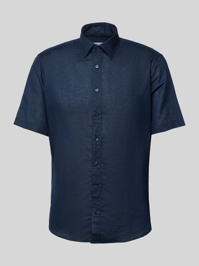 Jake*s Slim Fit Leinenhemd mit Knopfleiste Marine 2