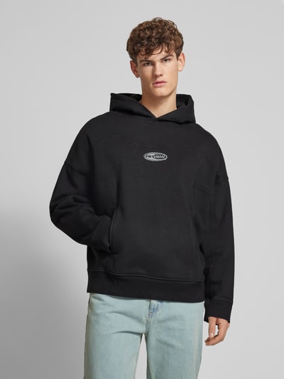 REVIEW Hoodie mit Label-Badge Black 4