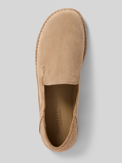 Produktfoto, Loafer aus echtem Veloursleder Modell 'ALVETTE 1B' von Marc O'Polo in Beige, unifarbene Optik, flache Sohle, Detailaufnahme von oben