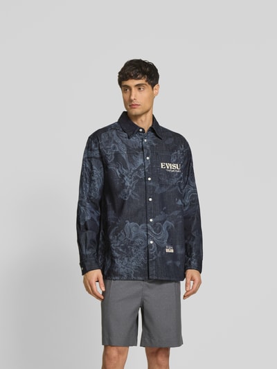 Evisu Relaxed Fit Hemdjacke in Denim-Optik BLACK 4