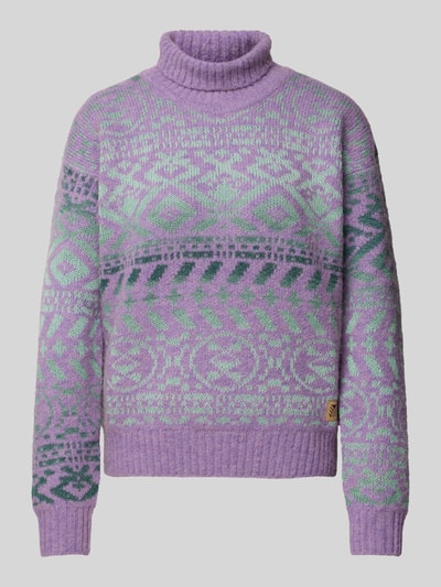 Dale of Norway Sweter z golfem krój regular fit z domieszką wełny z alpaki model „Highland” Jasnośliwkowy melanż 2