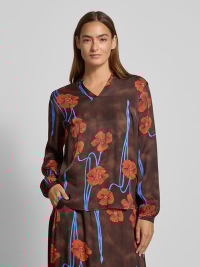 More & More Langarmbluse aus reiner Viskose Schoko 4