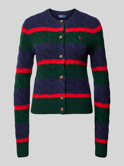 Polo Ralph Lauren Gebreid jack met logostitching, model 'CARDI' Donkergroen - 2